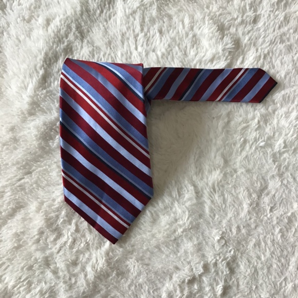City Of London Silk Blue Red Striped Men Neck Tie Career Business Formal - Picture 4 of 5